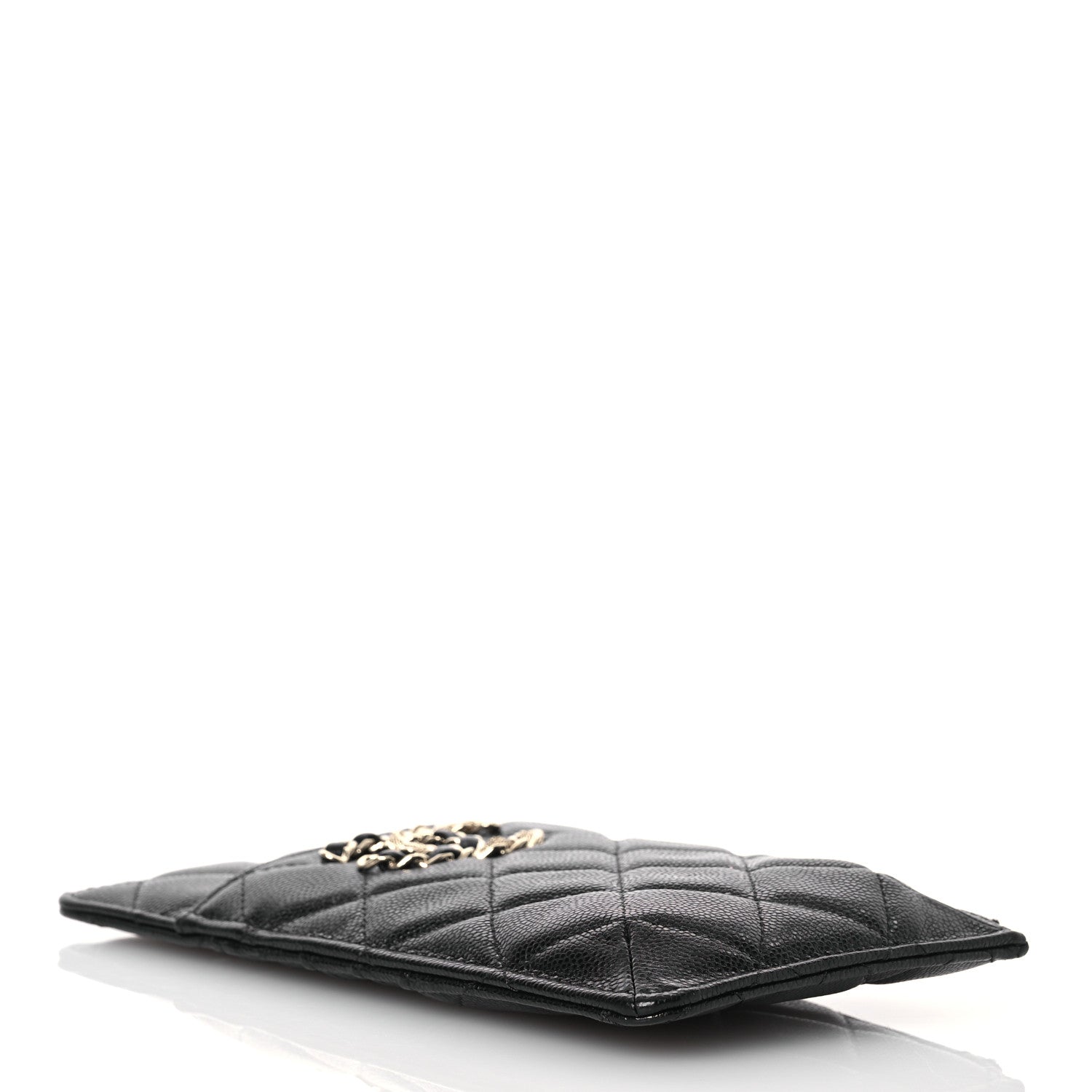 Chanel Caviar Quilted French New Wave Flat Wallet Pouch Black 4 of 8