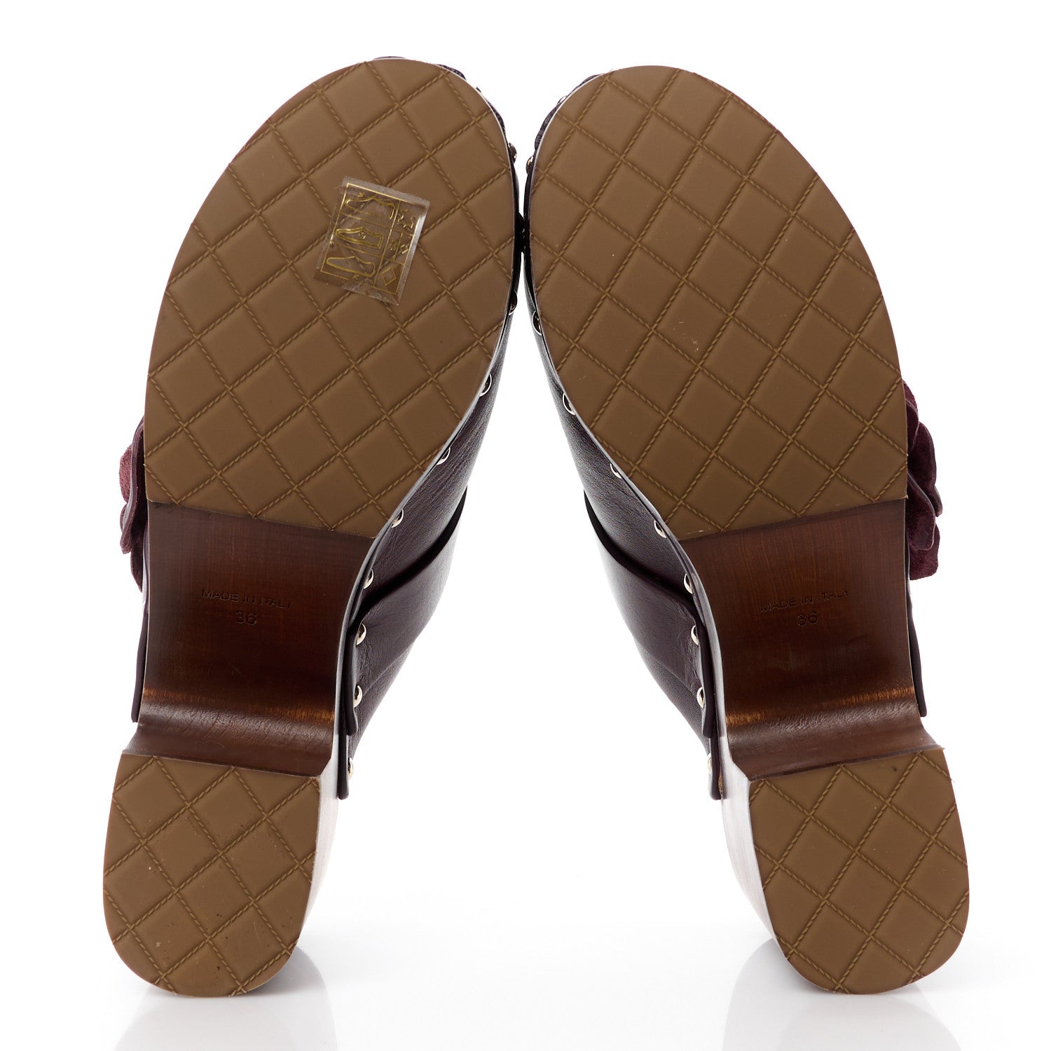 Chanel Calfskin Camellia Clogs 36 Dark Purple 5 of 10
