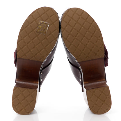 Chanel Calfskin Camellia Clogs 36 Dark Purple 5 of 10