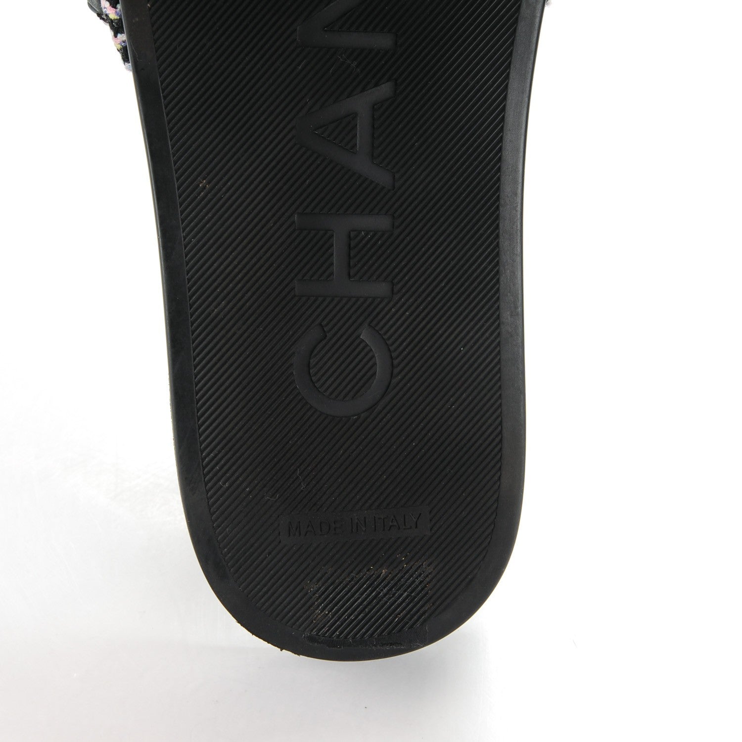 Chanel Tweed Lambskin Chain Flat Sandals 36 Black Multicolor 7 of 8