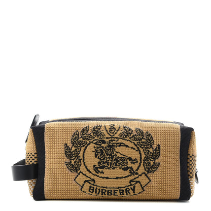 Burberry Knit Logo Mens Washbag Tan Black 1 of 8