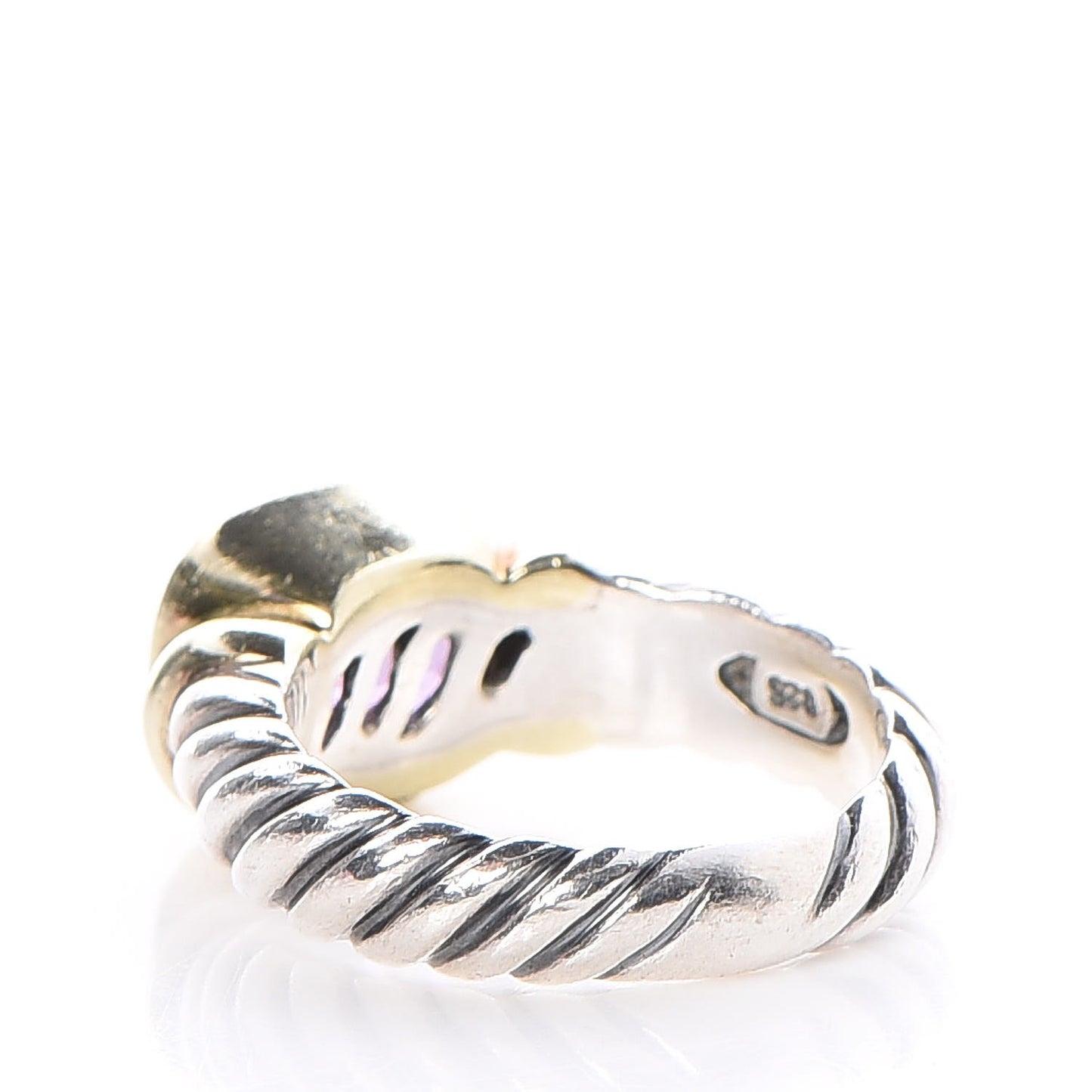 Sterling Silver 14K Yellow Gold Amethyst 10mm Noblesse Ring 52 6