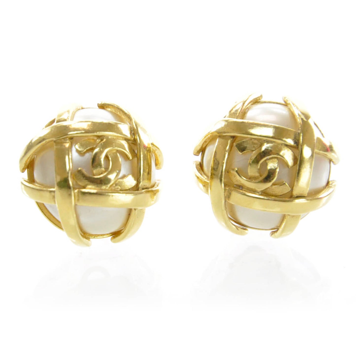 Caged Pearl CC Clip On Earrings