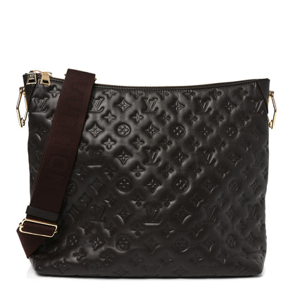 Louis Vuitton Calfskin Embossed Monogram Coussin Hobo MM Chocolate 1 of 9