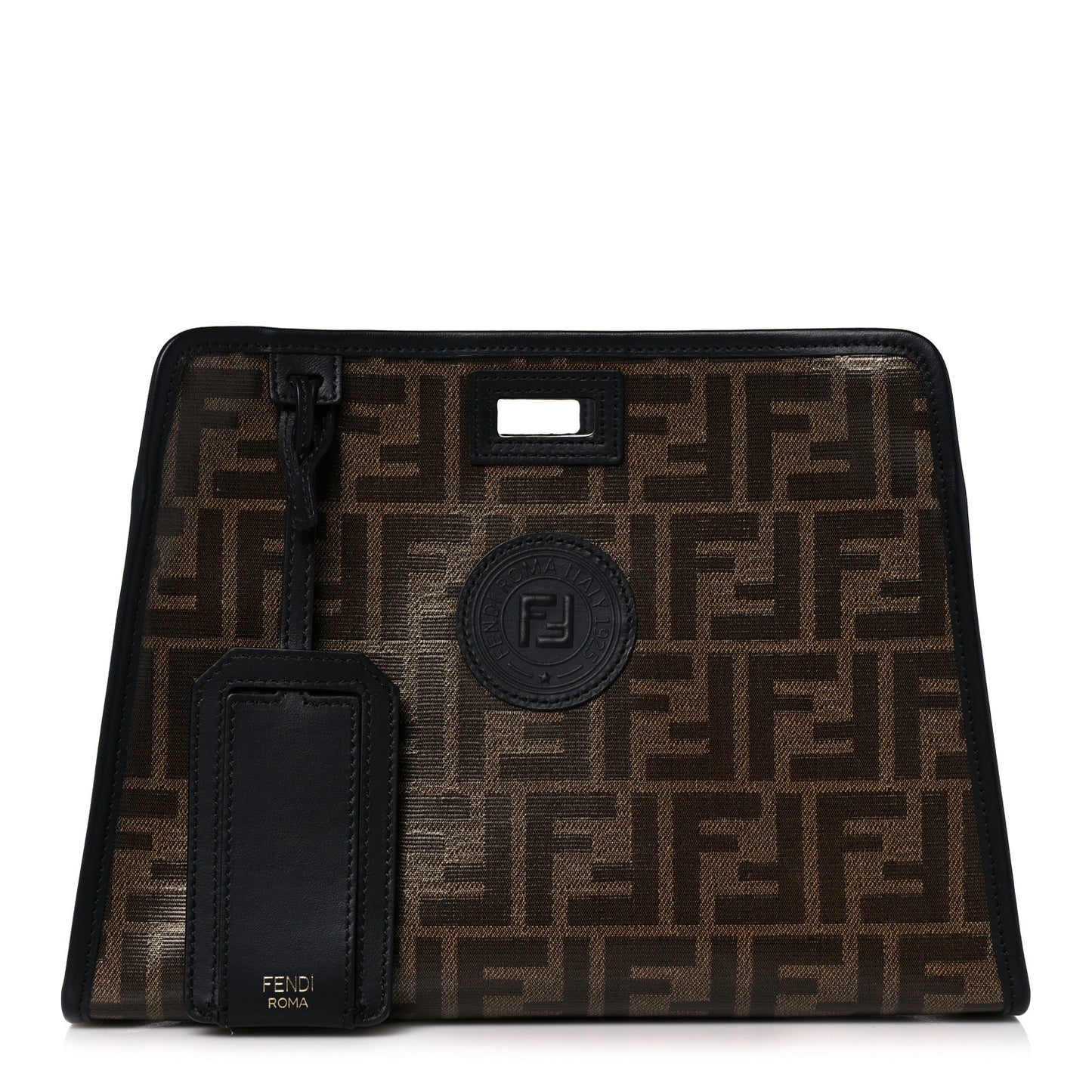 Glazed Fabric Vitello Century FF 1974 Stamp Patch Mini Peekaboo Defender Cover Mogano Panna Black