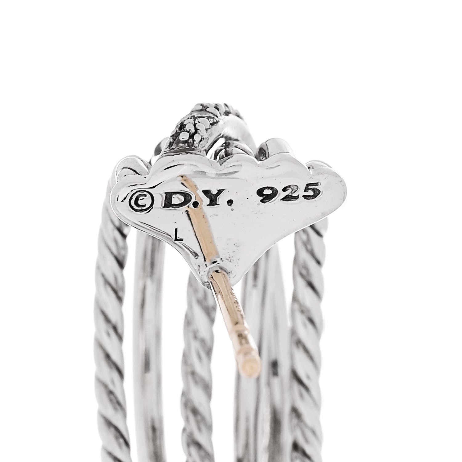 David Yurman Sterling Silver Diamond 10mm Crossover Cable Hoop Earrings 4 of 6