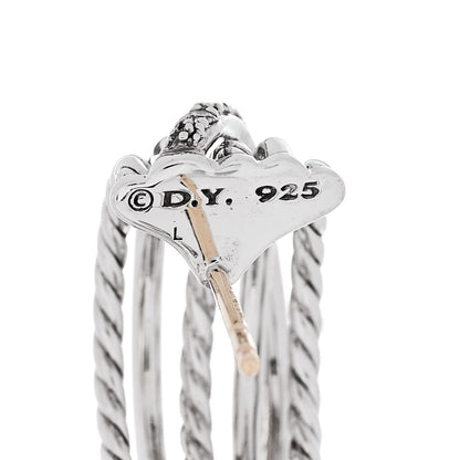 David Yurman Sterling Silver Diamond 10mm Crossover Cable Hoop Earrings 4 of 6