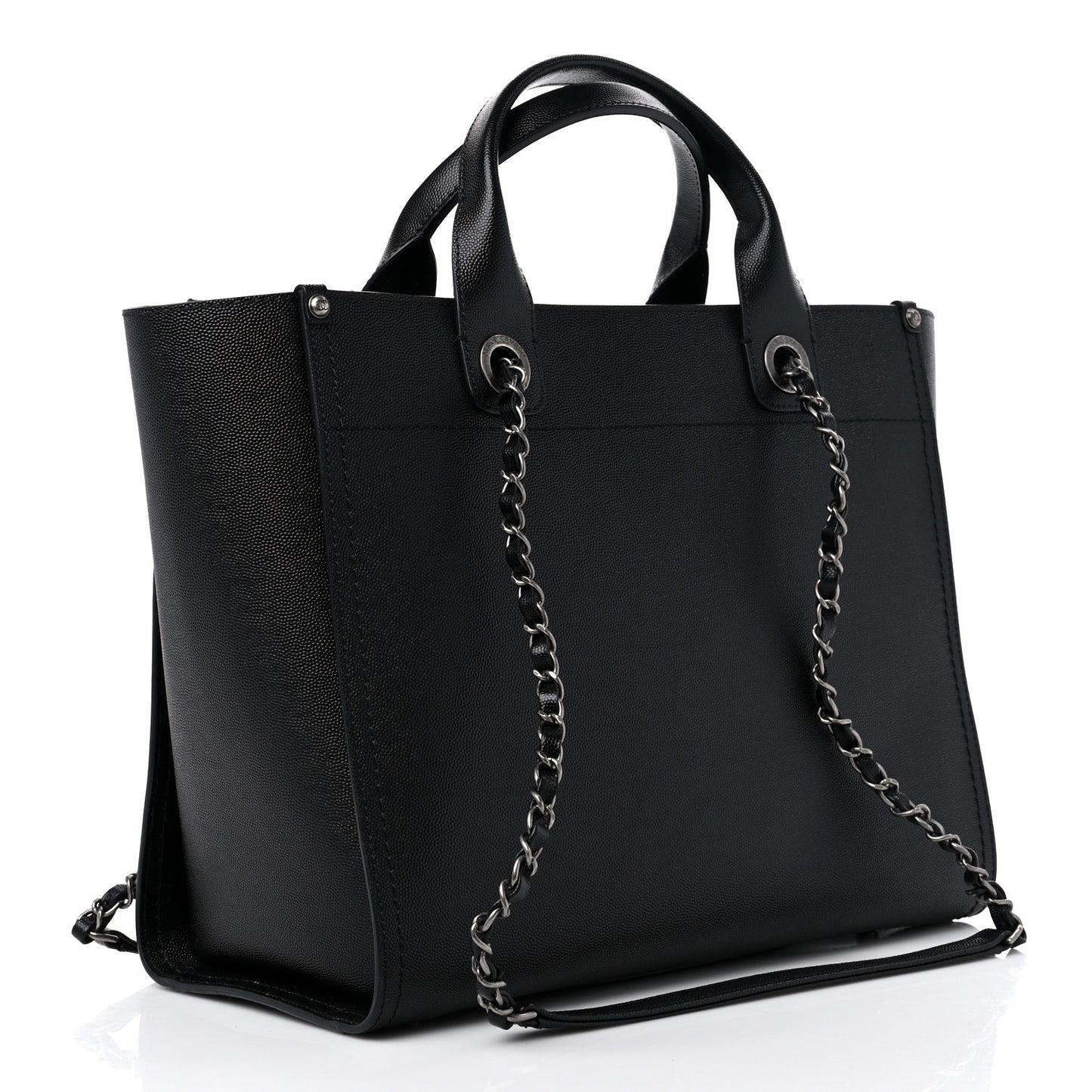 Caviar Small Studded Deauville Tote Black