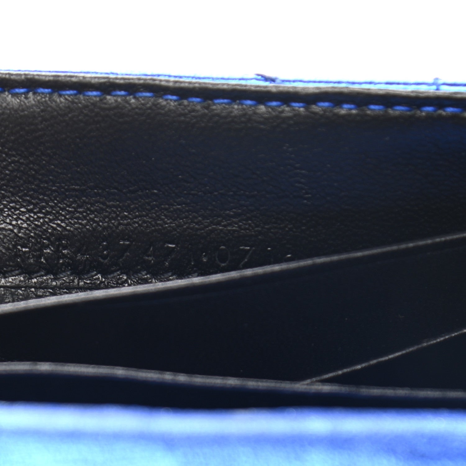 Saint Laurent Metallic Goatskin Mixed Matelasse Chevron Small Monogram Envelope Wallet Blue 8 of 8