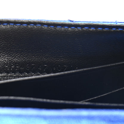 Saint Laurent Metallic Goatskin Mixed Matelasse Chevron Small Monogram Envelope Wallet Blue 8 of 8