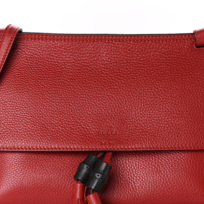 Gucci Pebbled Calfskin Medium Bamboo Daily Flap Shoulder Bag Red 10 of 10