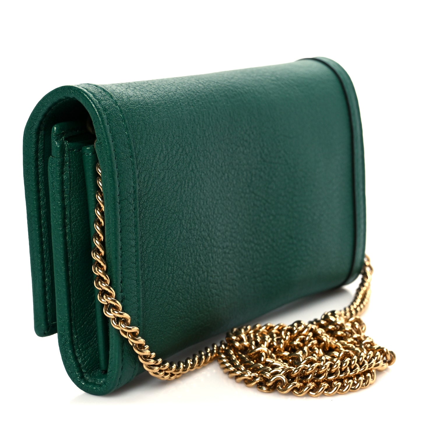 Wonka Grain Calfskin Diana Chain Wallet Black