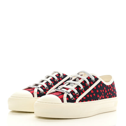 Christian Dior Canvas Pop Heart Embroidered Womens Walk'N'Dior Low Top Sneakers 38 Deep Blue Red 3 of 7
