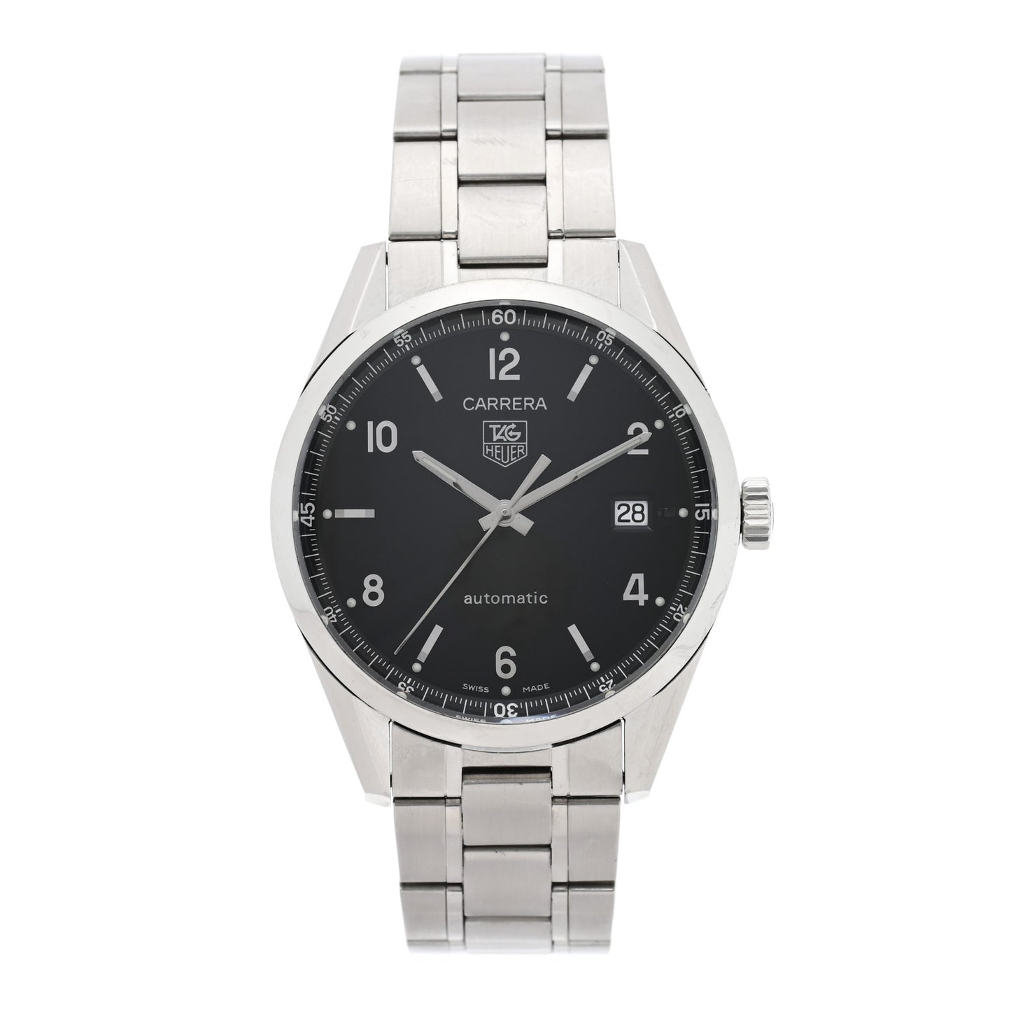 Stainless Steel 38.5mm Carrera Calibre 5 Automatic Watch Black WV211B