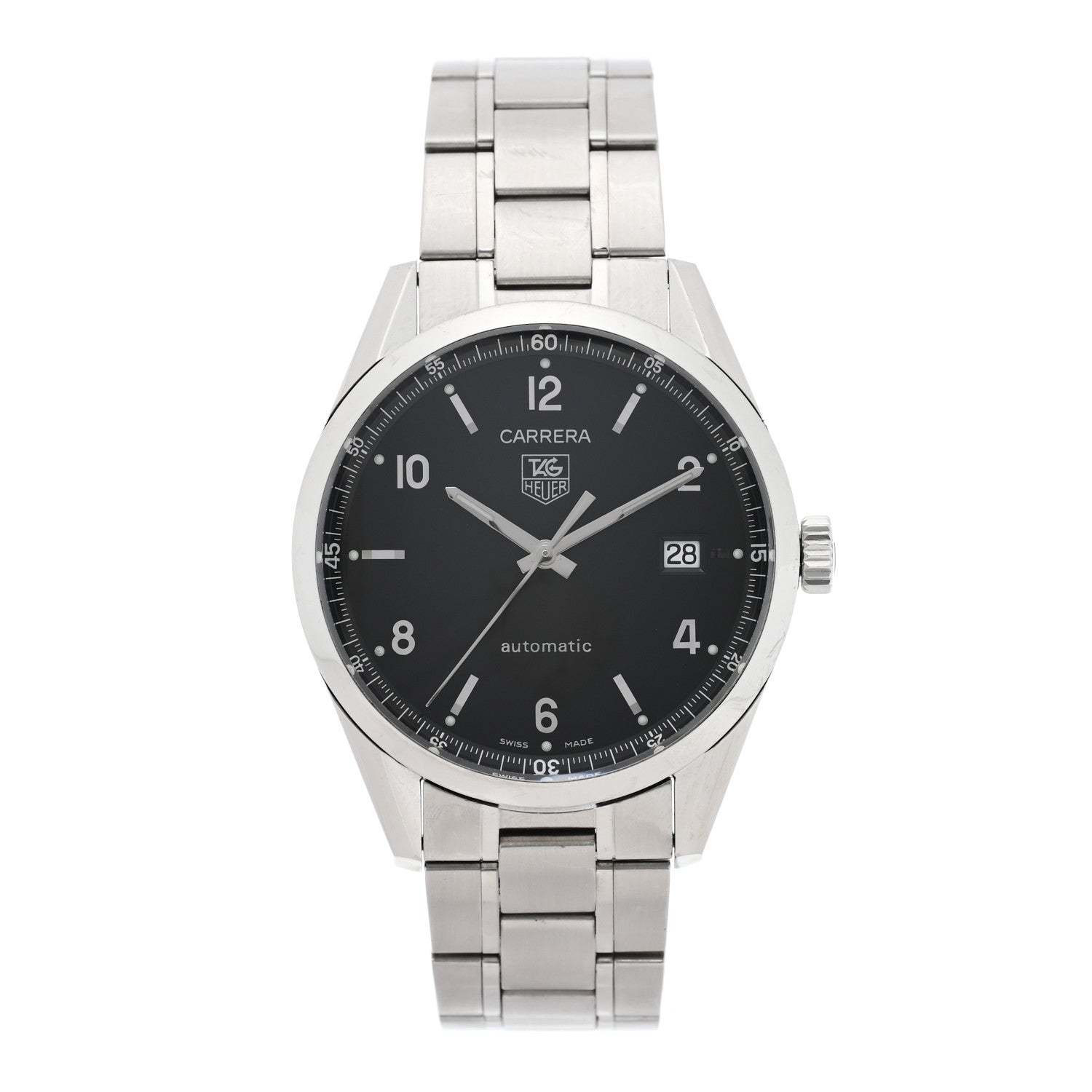 Tag Heuer Stainless Steel 38.5mm Carrera Calibre 5 Automatic Watch Black WV211B 1 of 5