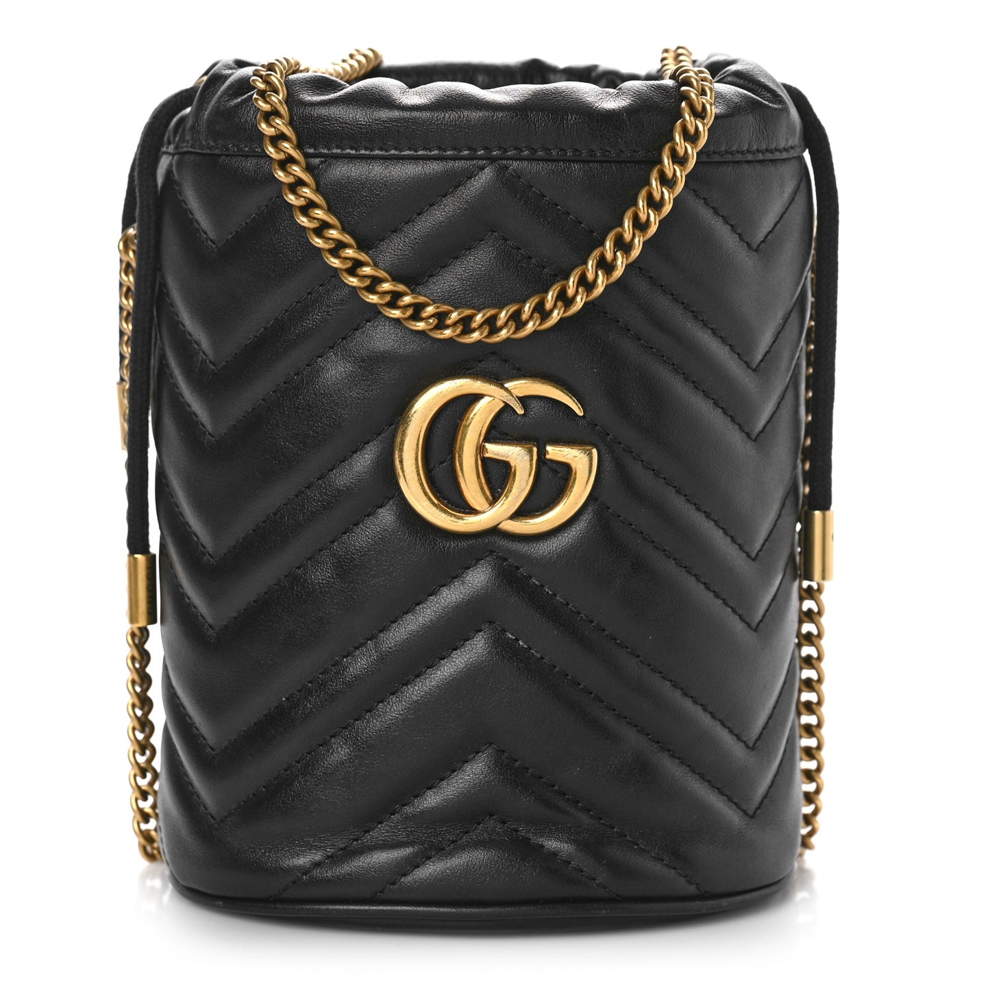 Calfskin Matelasse Mini GG Marmont 2.0 Bucket Bag Black