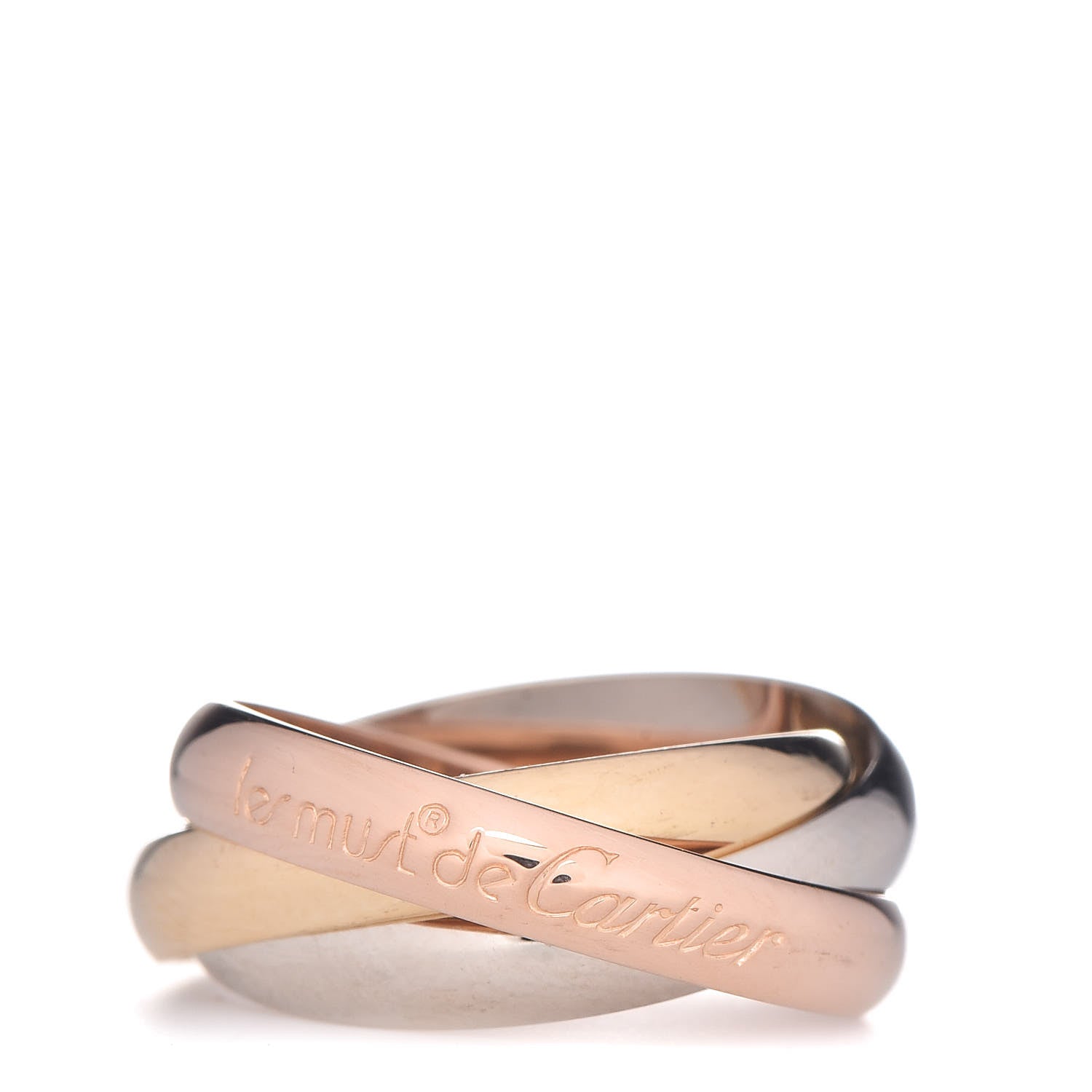 Cartier 18K Pink Yellow White Gold Classic Les Must De Trinity Ring 53 6.25 1 of 5