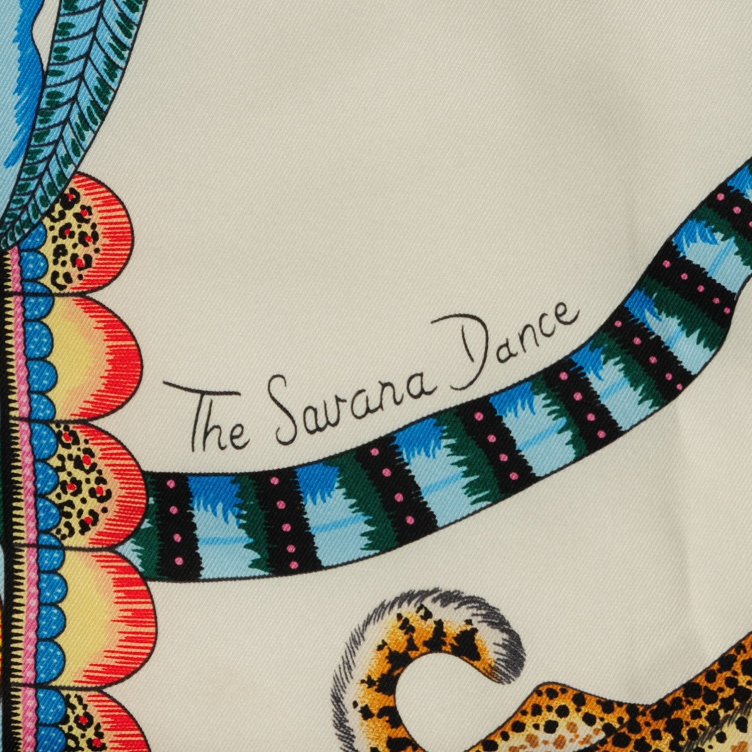 Hermes Silk The Savana Dance Scarf 90 Blanc Bleu Ciel Vert 4 of 9