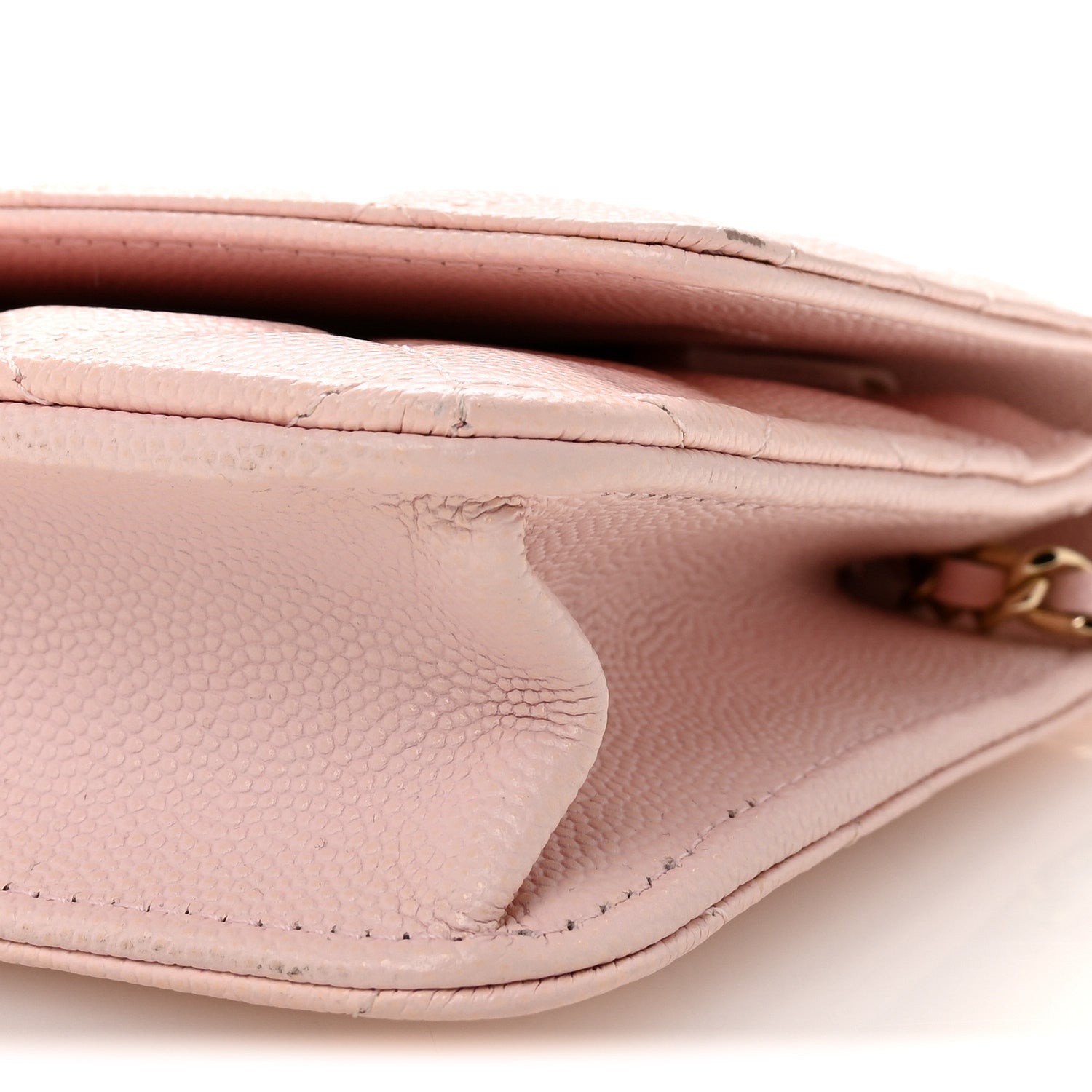 Chanel Caviar Quilted Crystal CC Wallet On Chain WOC Light Pink 11 of 12