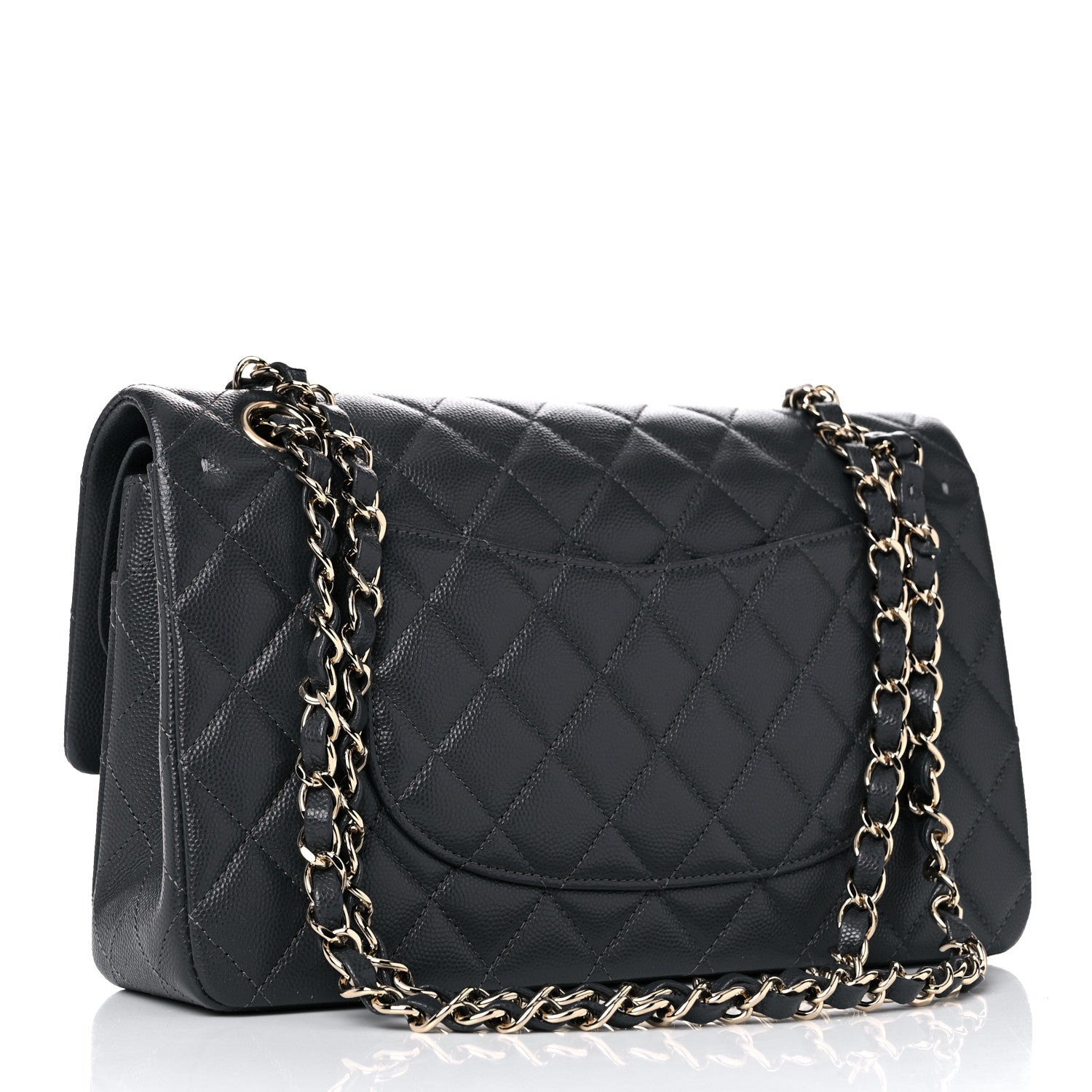 Chanel Caviar Quilted Medium Double Flap Dark Grey 3 of 10