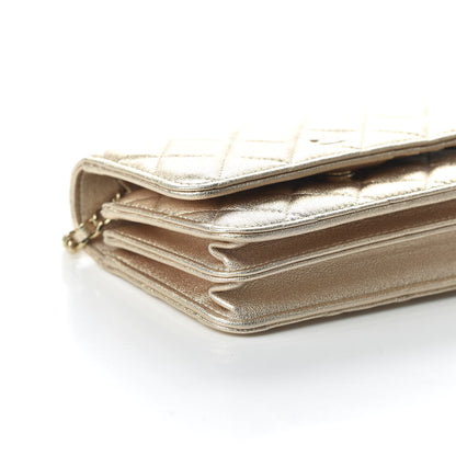 Chanel Metallic Lambskin Quilted Mini Wallet On Chain WOC Gold 6 of 10