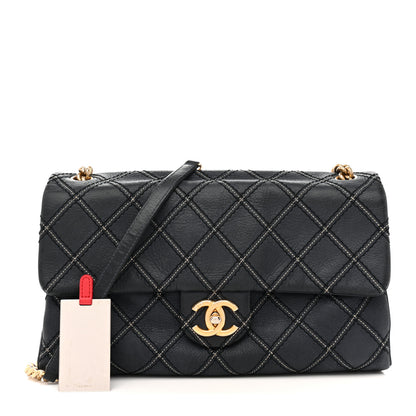 Chanel Iridescent Calfskin Triple Stitched Medium Flap Navy 3 of 16