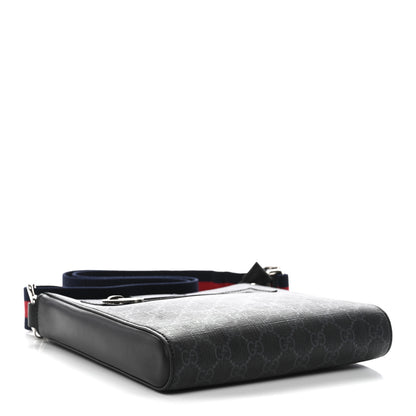 Gucci GG Supreme Monogram Web Small Flat Messenger Bag Black Grey 4 of 10