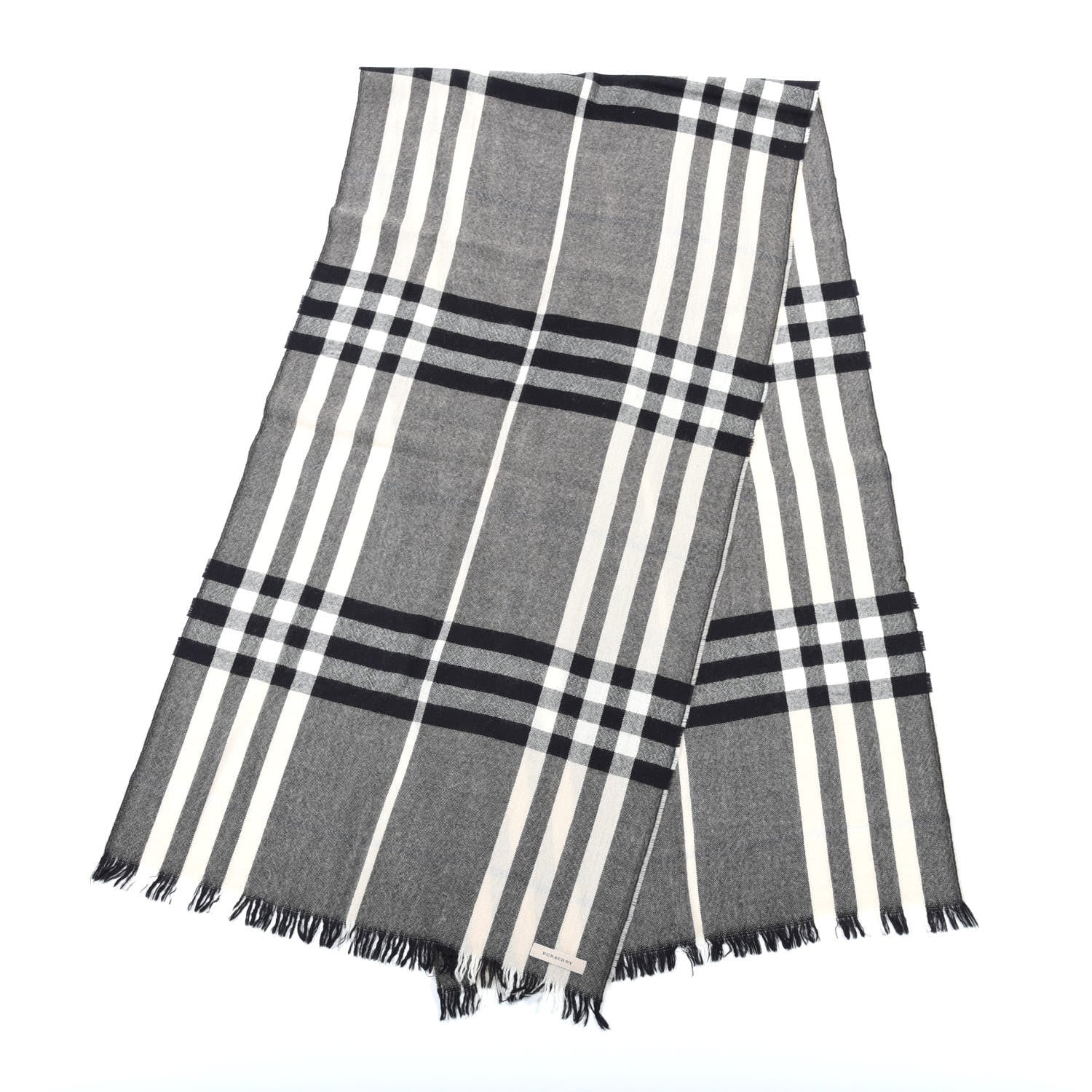 Burberry Silk Wool Giant Check Scarf Charcoal 2 of 5