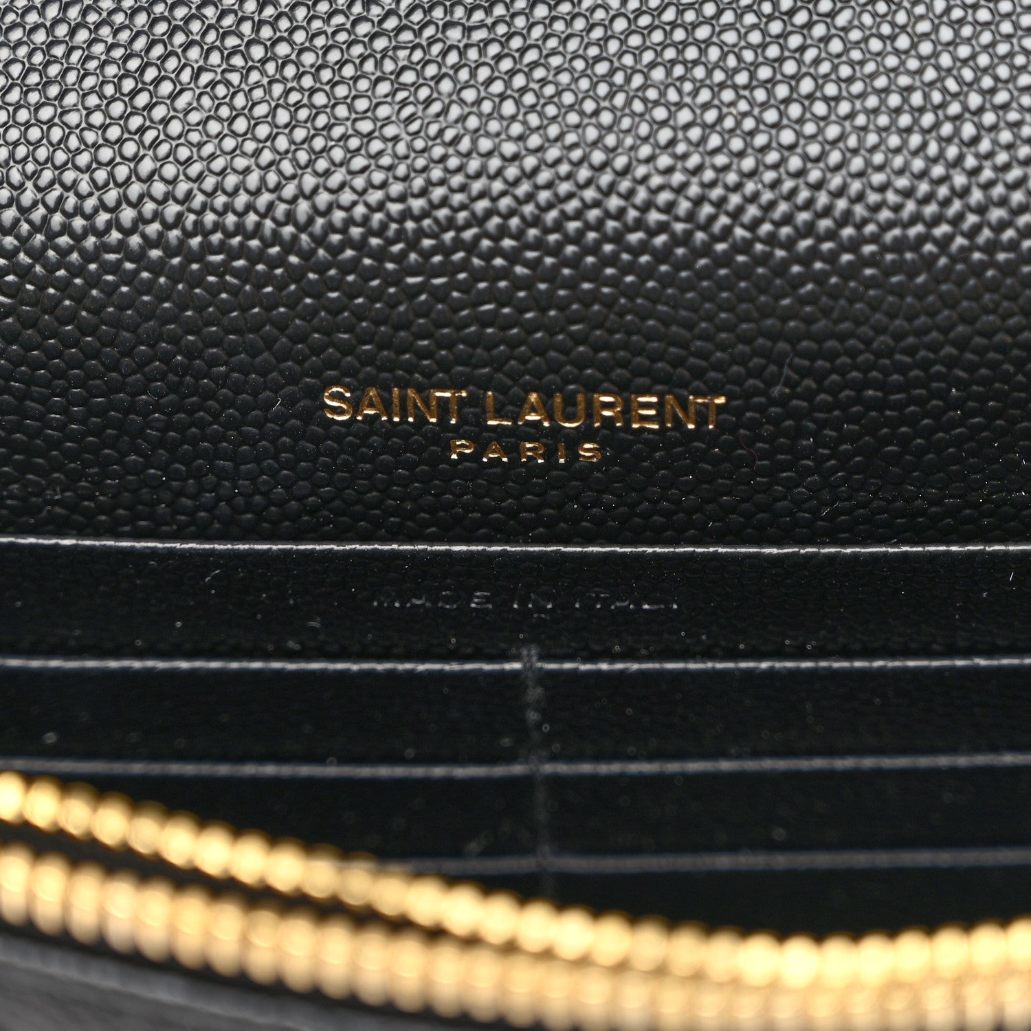 Saint Laurent Grain De Poudre Matelasse Chevron Monogram Envelope Chain Wallet Black 6 of 10