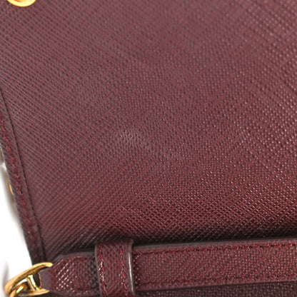Prada Saffiano Metal Oro Chain Wallet Granato 8 of 11
