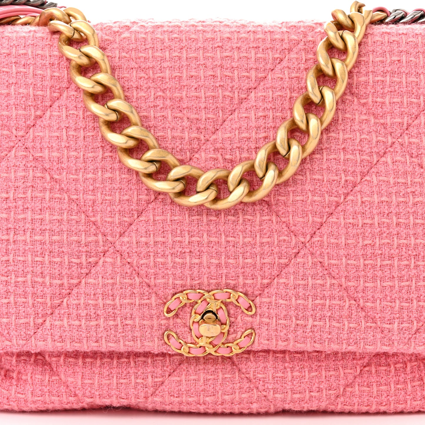 Tweed Quilted Maxi Chanel 19 Flap Pink