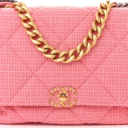 Chanel Tweed Quilted Maxi Chanel 19 Flap Pink 8 of 10