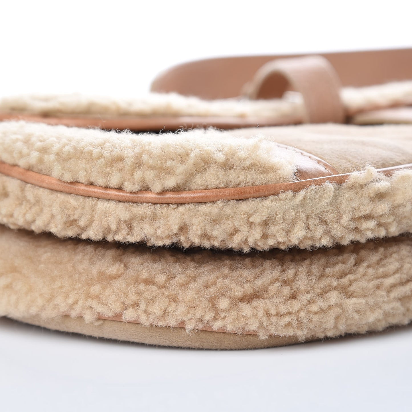Shearling Flight Saddle Bag Beige