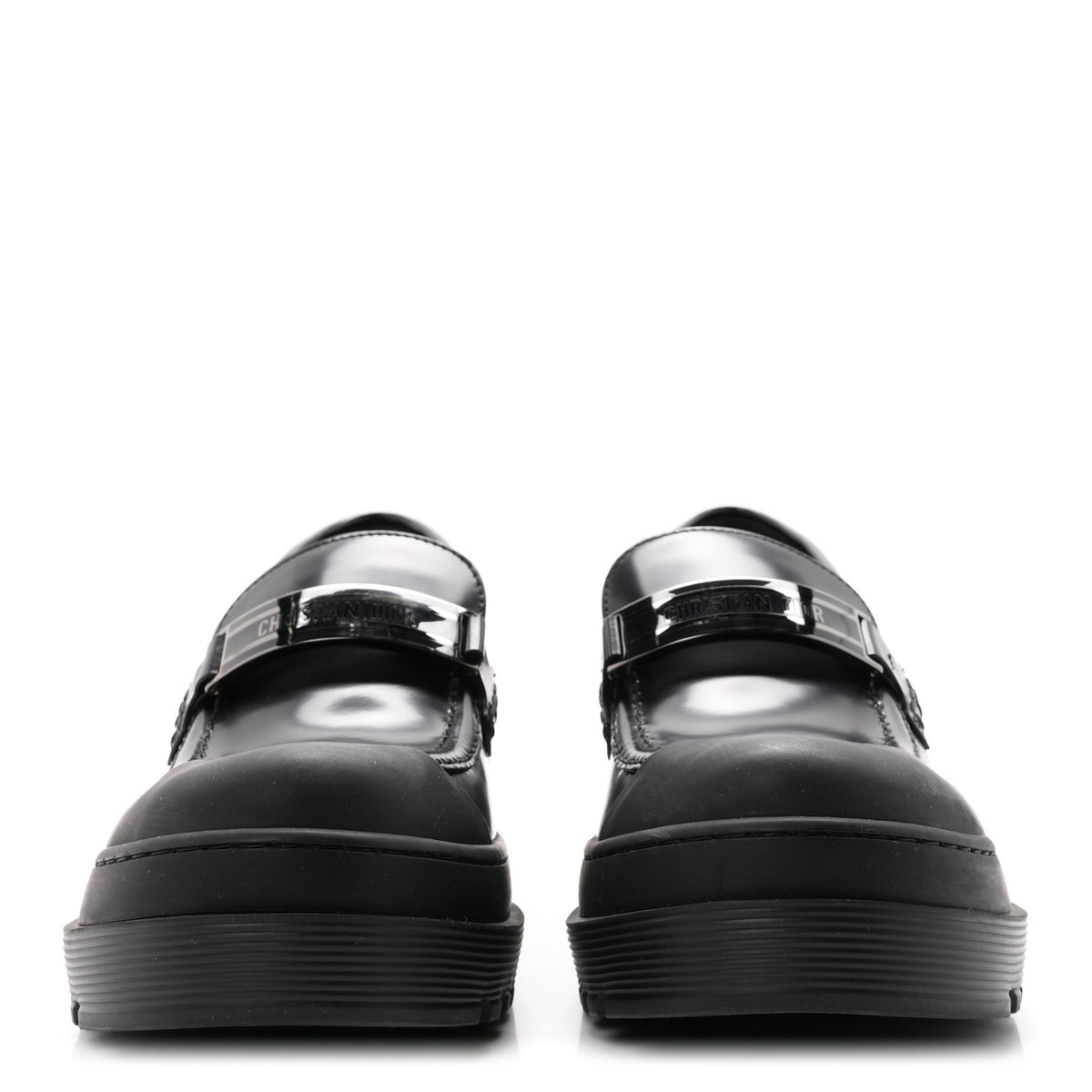 Christian Dior Brushed Calfskin Rubber Dior Code Cap Toe Lug Sole 35mm Loafers 39 Black 3 of 9