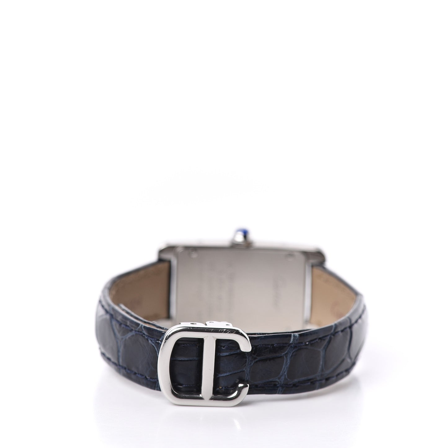 Stainless Steel Alligator 19mm Tank Americaine Quartz Watch Blue
