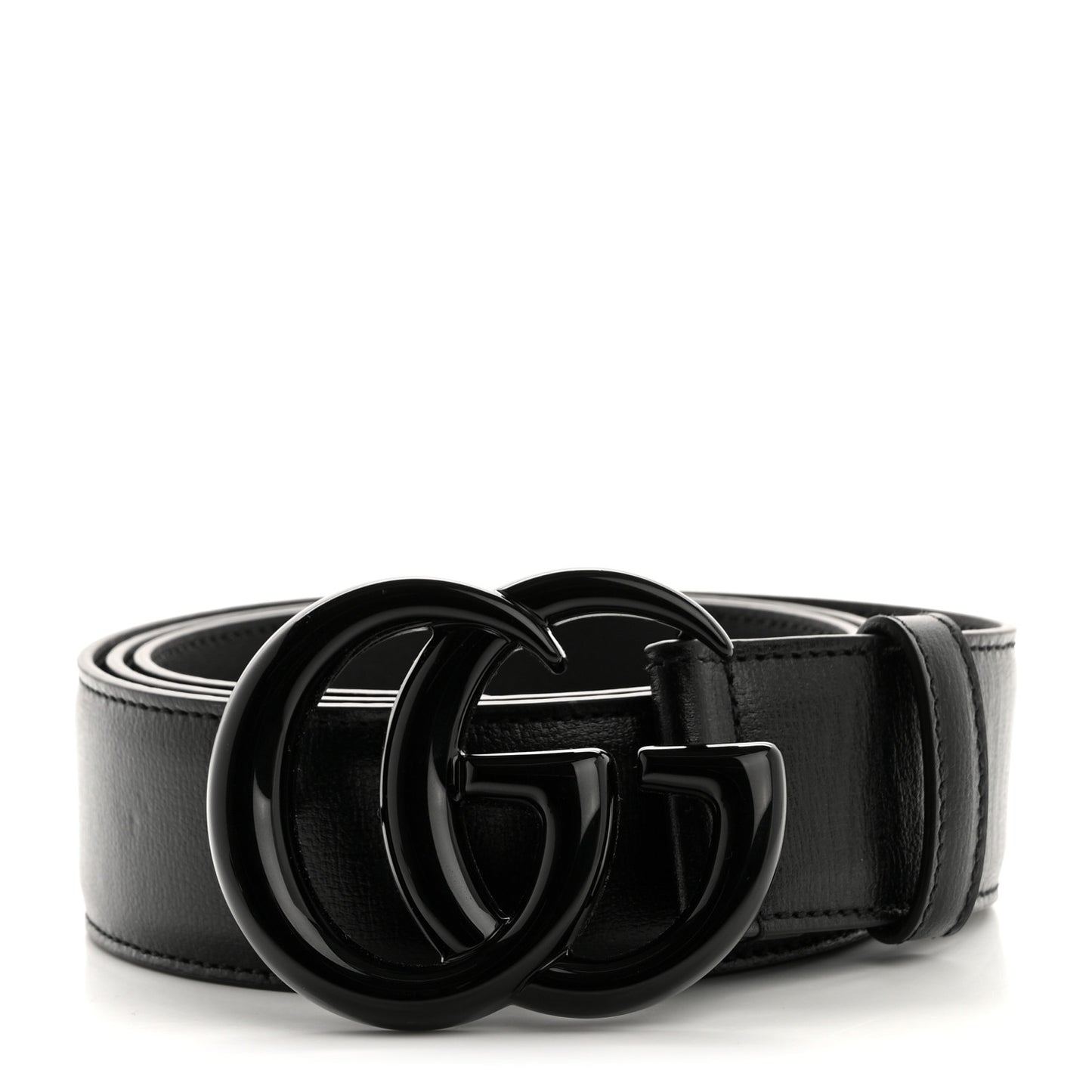 Azalea Calfskin Enamel Monochrome Double G 40mm Belt 90 36 Black
