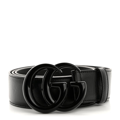 Gucci Azalea Calfskin Enamel Monochrome Double G 40mm Belt 90 36 Black 1 of 5