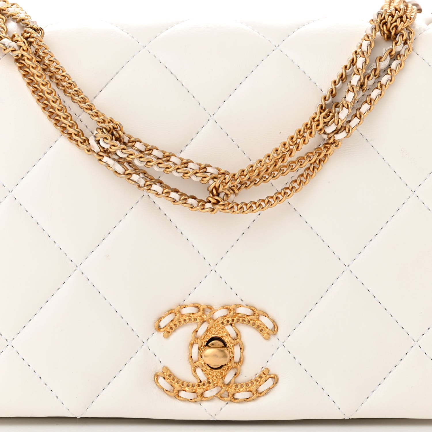 Chanel Lambskin Quilted On And On Small Chain Flap White 8 of 10