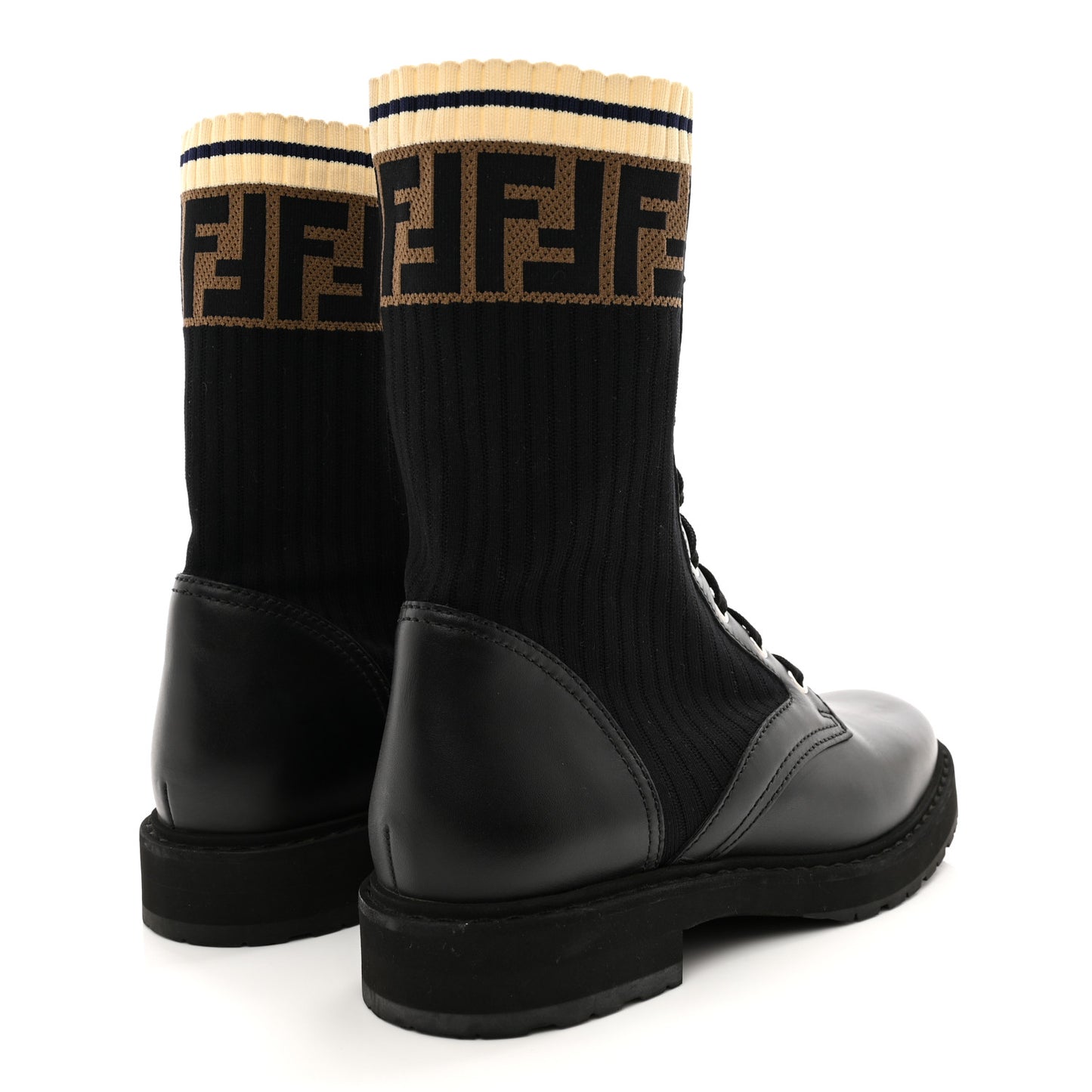 Calfskin Stretch Fabric Rockoko Biker Boots 39 Tobacco Black Marino