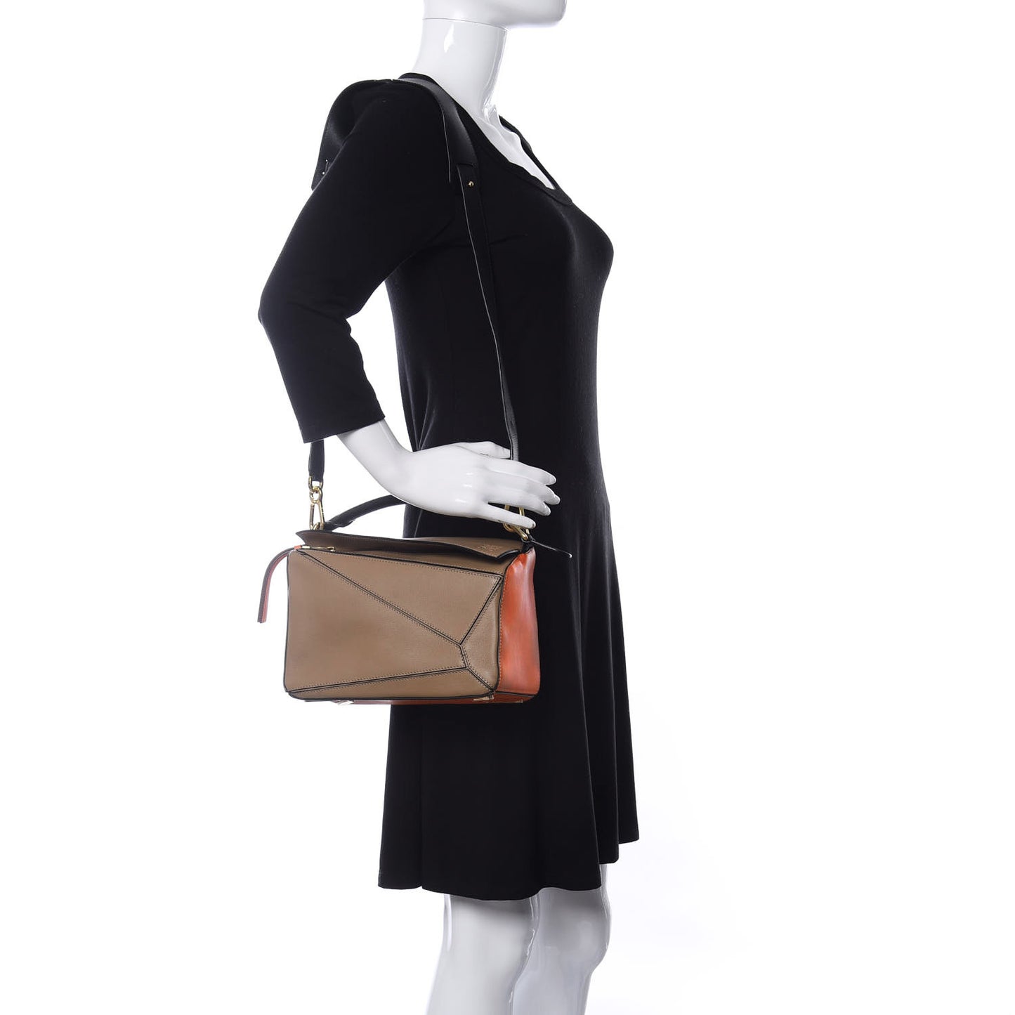 Calfskin Small Puzzle Bag Dark Moss Pumpkin