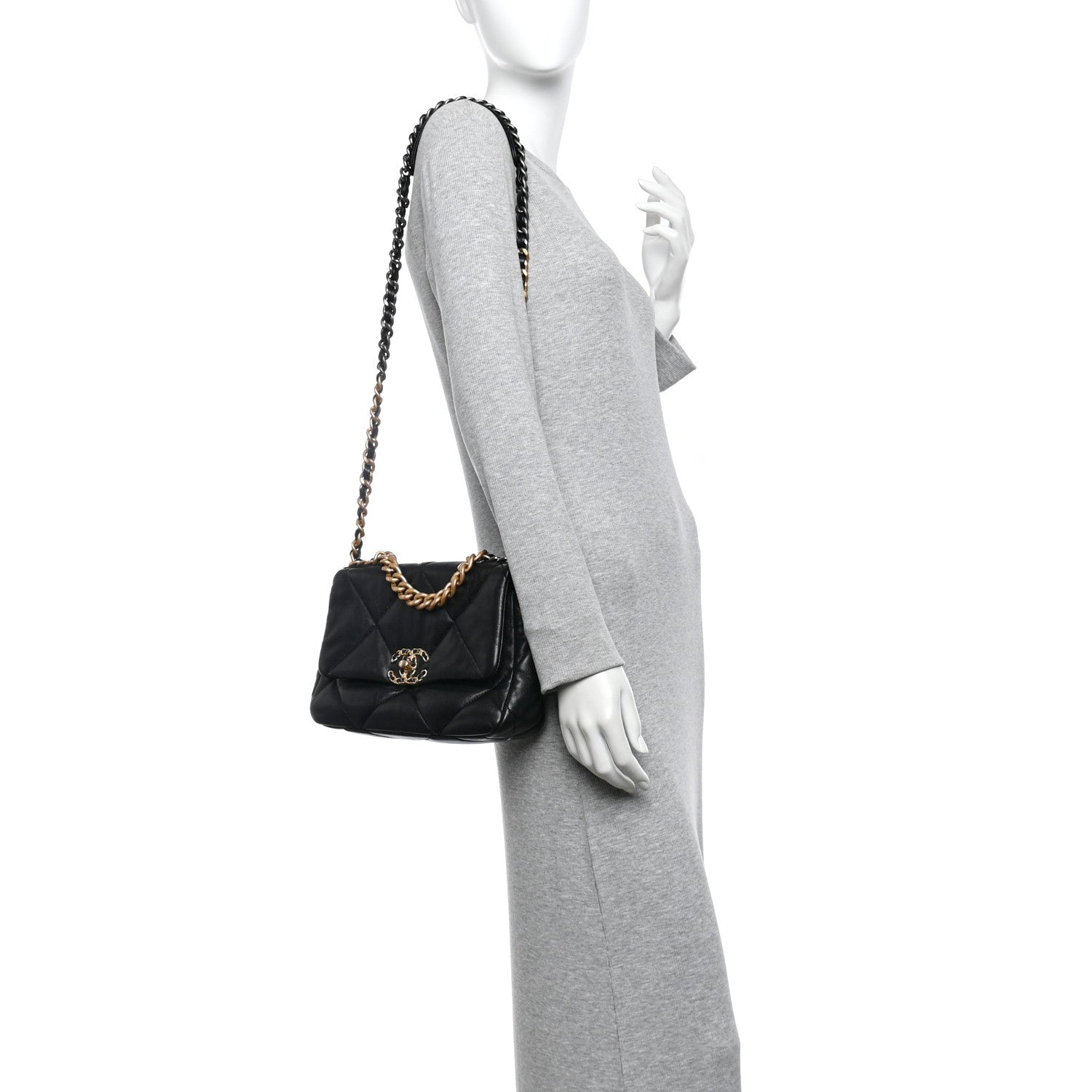 Chanel Lambskin Quilted Medium Chanel 19 Flap Black 2 of 13