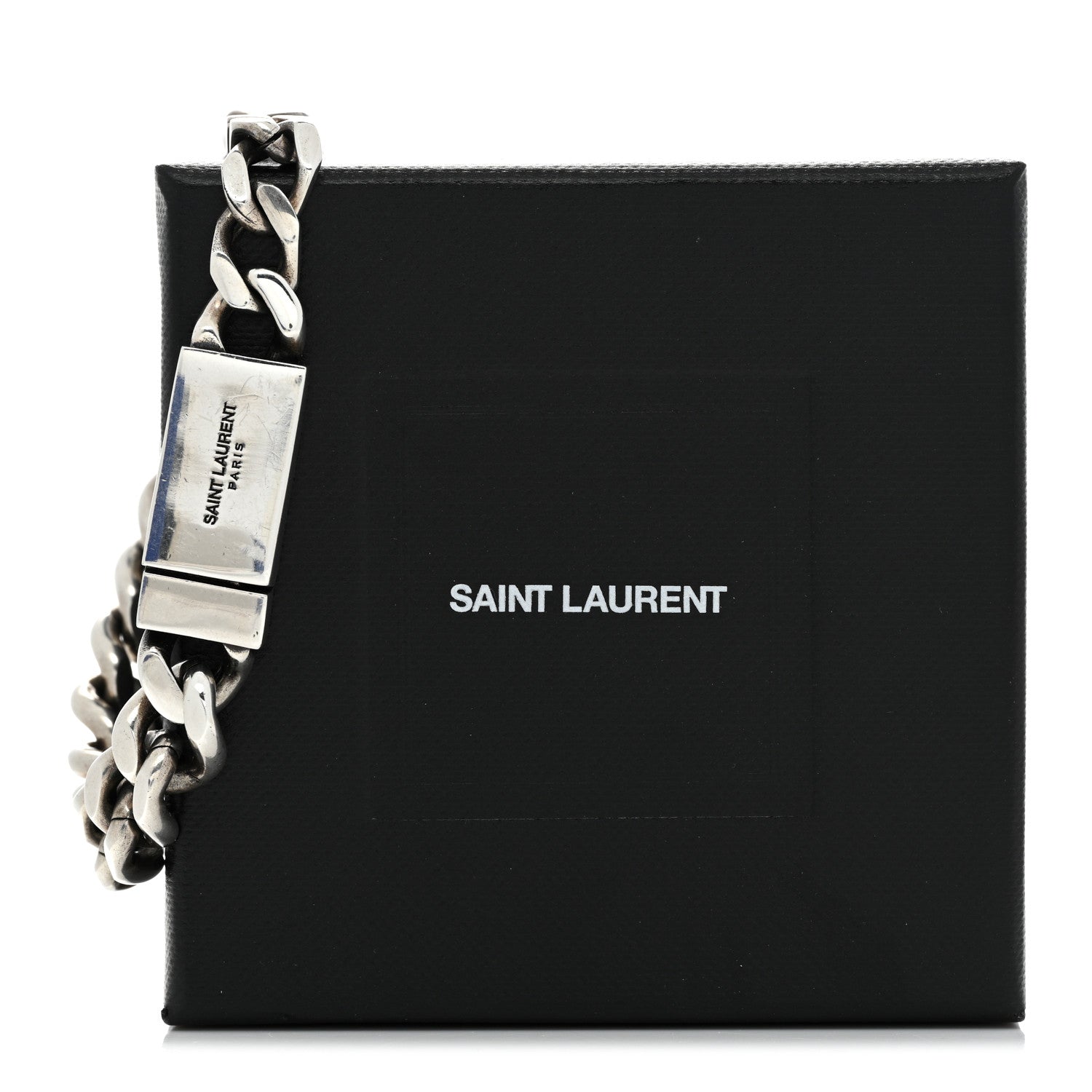 Saint Laurent Metal Curb Chain Bracelet Oxidized Silver 5 of 5