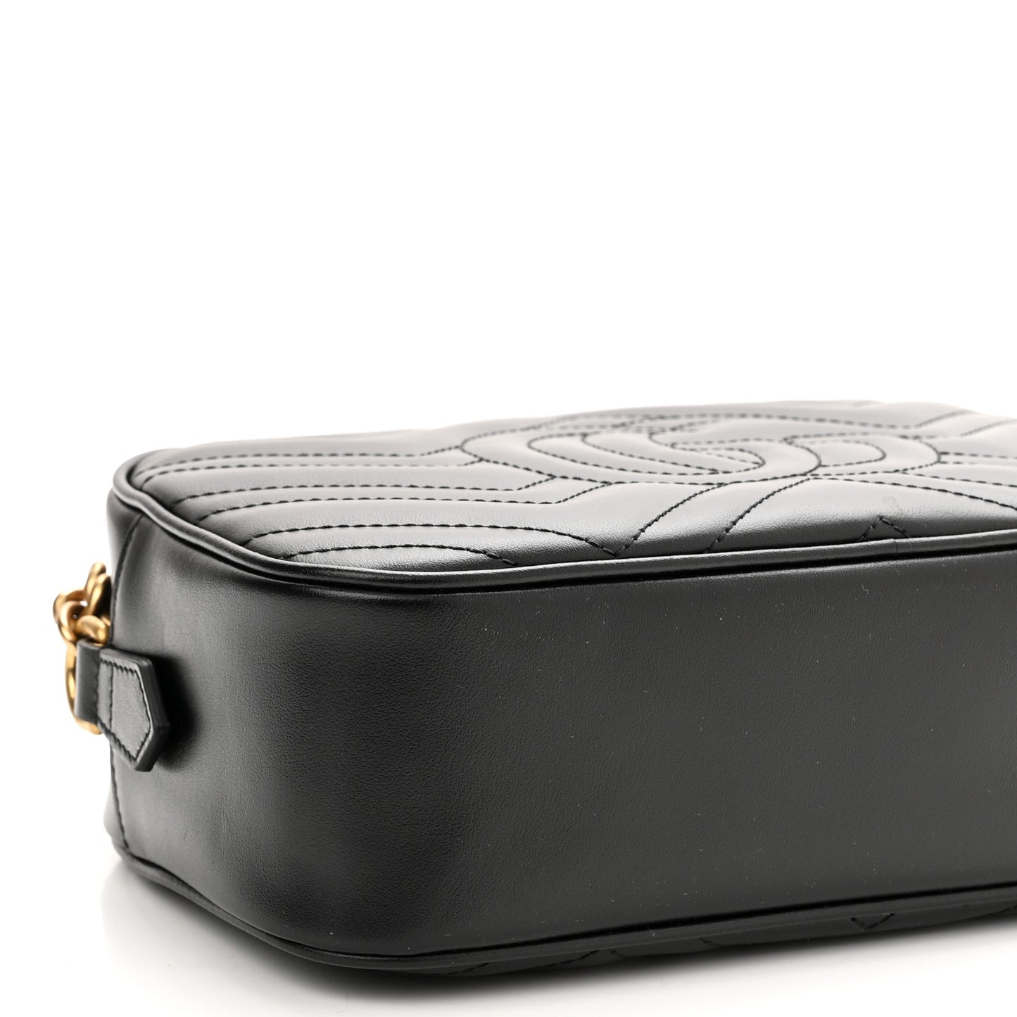 Calfskin Matelasse Small GG Marmont Chain Shoulder Bag Black