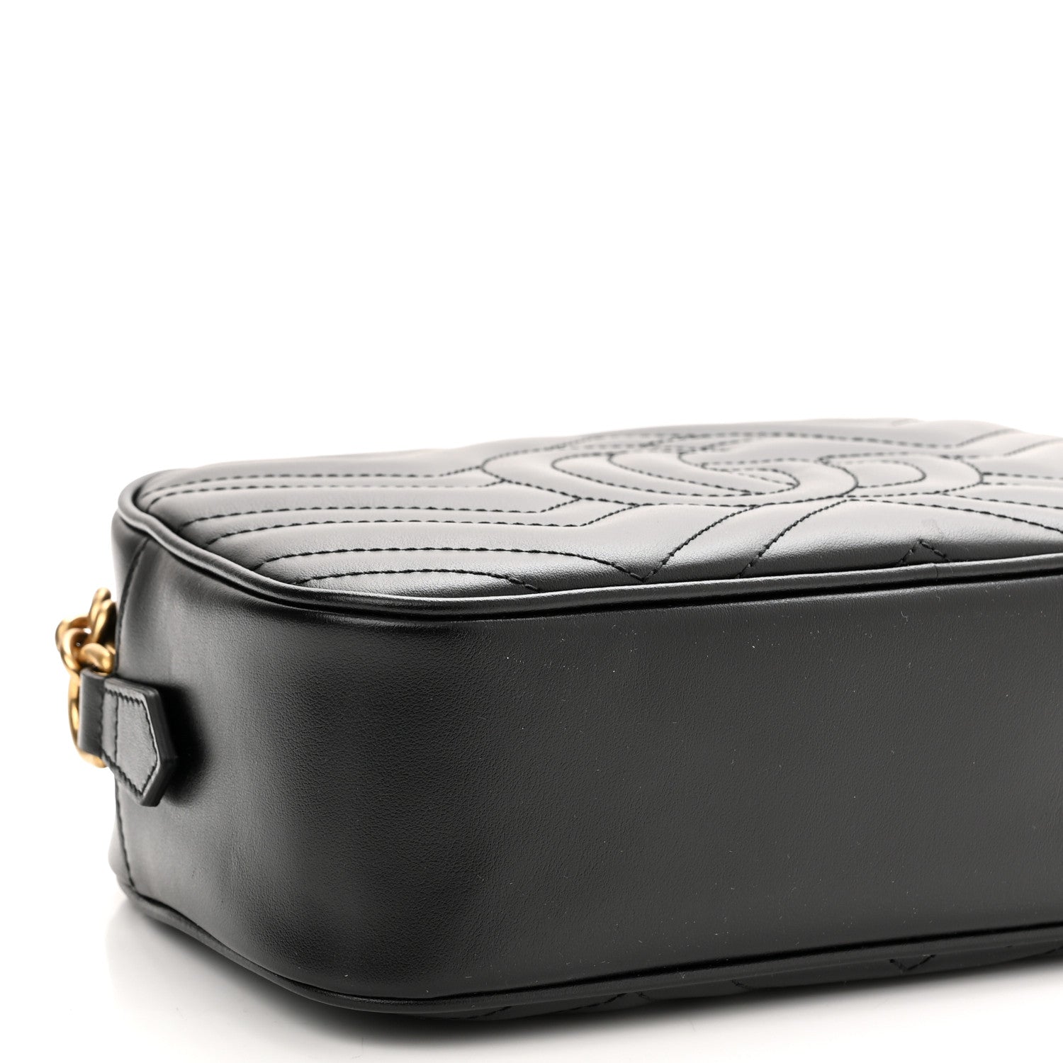 Gucci Calfskin Matelasse Small GG Marmont Chain Shoulder Bag Black 9 of 10