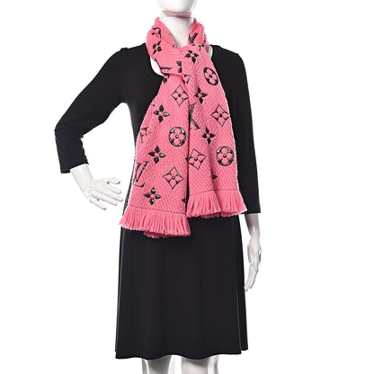 Louis Vuitton Wool Silk Logomania Shine Scarf Rose Pop 2 of 4
