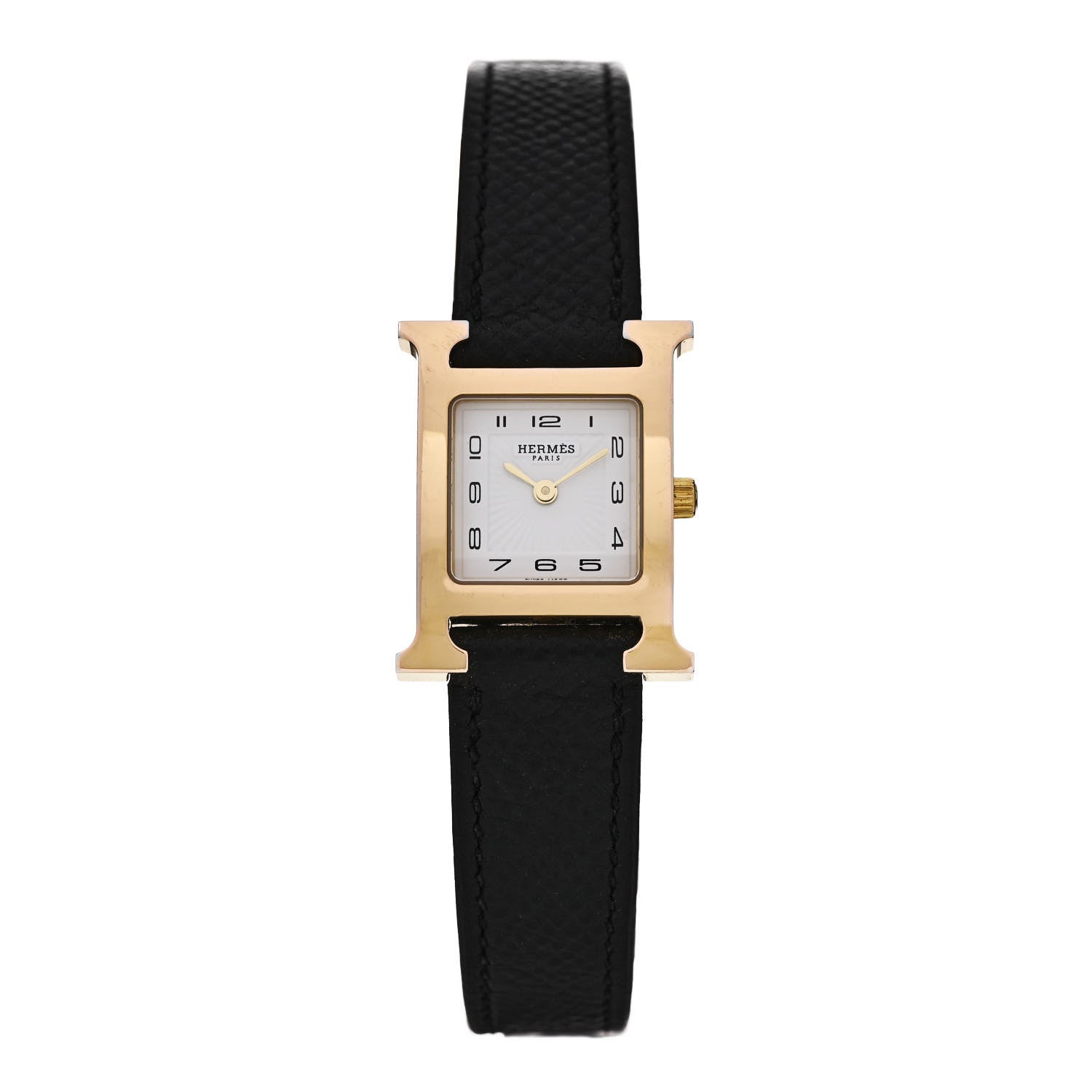 Hermes Stainless Steel Epsom 21mm Heure H Hour Quartz Watch Noir 1 of 5