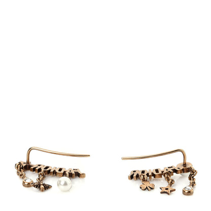 Christian Dior Pearl Crystal J'Adior Earrings Aged Gold 3 of 3
