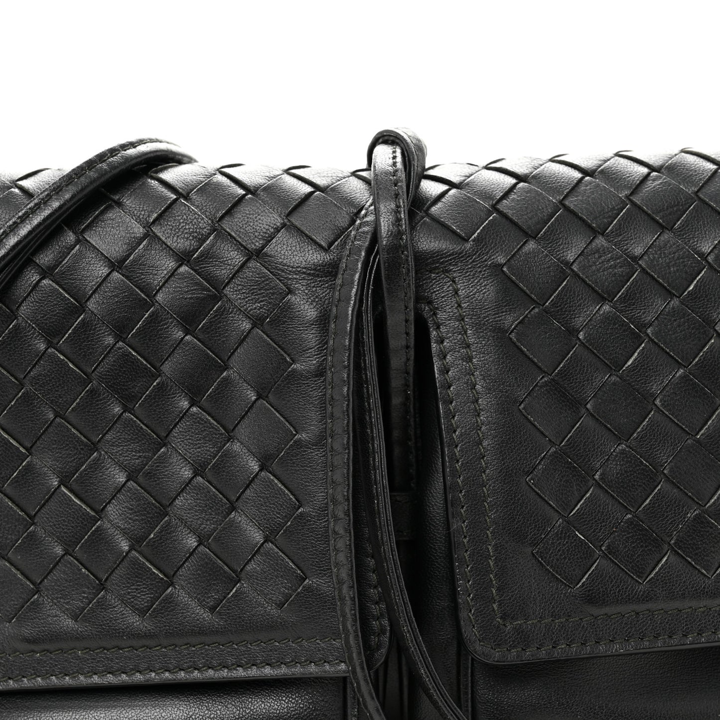 Nappa Intrecciato Small Double Pocket Flap Black