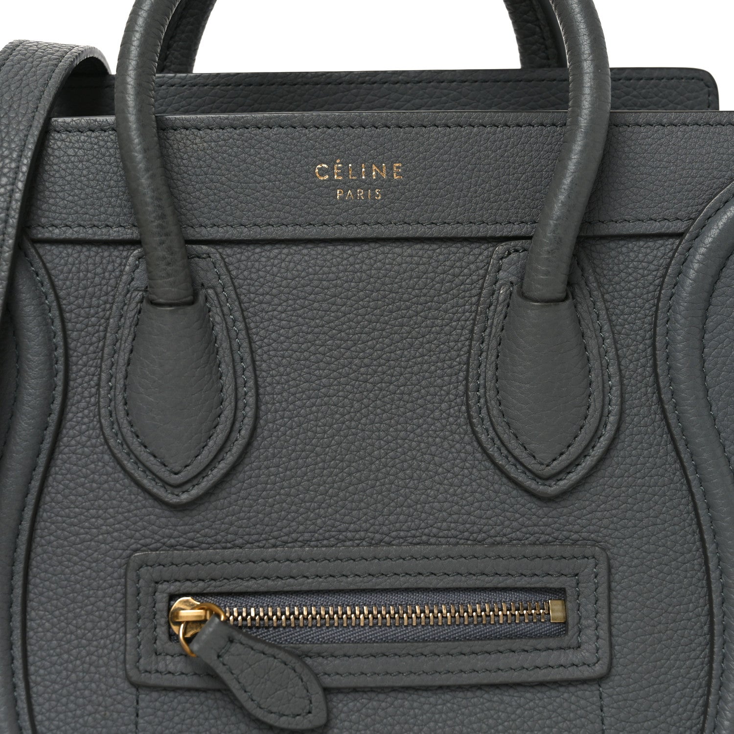 Celine Drummed Calfskin Nano Luggage Kohl 8 of 10