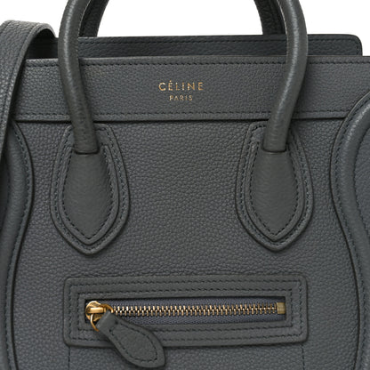 Celine Drummed Calfskin Nano Luggage Kohl 8 of 10